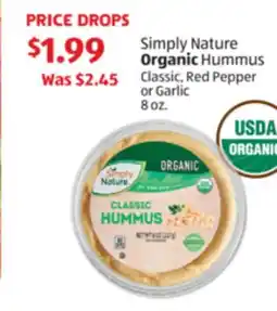 Aldi Simply Nature Organic Hummus offer