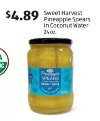 Aldi Sweet Harvest Pineapple Spears in Coconut Water offer