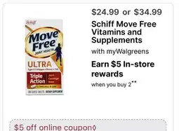 Walgreens Schiff Move Free Vitamins and Supplements offer