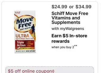 Walgreens Schiff Move Free Vitamins and Supplements offer