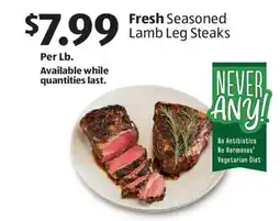 Aldi Fresh Seasoned Lamb Leg Steaks offer