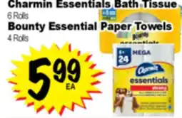 Superior Grocers Charmin Essentials Bath Tissue 6 Rolls and Bounty Essential Paper Towels 4 Rolls offer