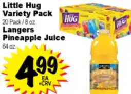 Superior Grocers Little Hug Variety Pack 20 Pack / 8 oz. Langers Pineapple Juice 64 oz offer