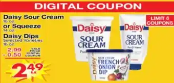 Superior Grocers Daisy Sour Cream 16 oz. or Squeeze 14 oz. Daisy Dips 16 oz offer