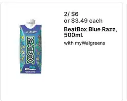 Walgreens BeatBox Blue Razz, 500ml offer