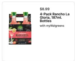 Walgreens 4-Pack Rancho La Gloria, 187ml. Bottles offer