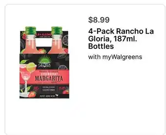 Walgreens 4-Pack Rancho La Gloria, 187ml. Bottles offer