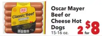 Vallarta Supermarkets Oscar Mayer Beef or Cheese Hot Dogs offer