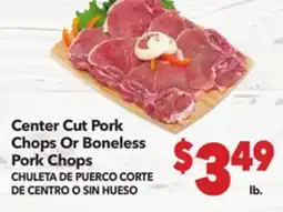Vallarta Supermarkets Center Cut Pork Chops Or Boneless Pork Chops/CHULETA DE PUERCO CORTE DE CENTRO O SIN HUESO offer