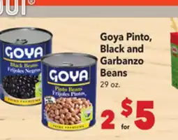 Vallarta Supermarkets Goya Pinto, Black and Garbanzo Beans offer