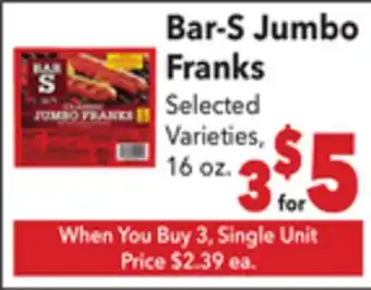 Vallarta Supermarkets Bar-S Jumbo Franks offer