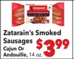 Vallarta Supermarkets Zatarain's Smoked Sausages offer