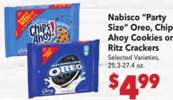 Vallarta Supermarkets Nabisco Party Size Oreo, Chips Ahoy Cookies or Ritz Crackers offer