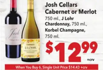 Vallarta Supermarkets Josh Cellars Cabernet or Merlot offer