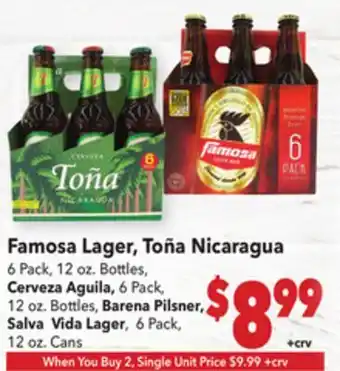 Vallarta Supermarkets Famosa Lager, Toña Nicaragua offer