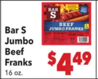 Vallarta Supermarkets Bar S Jumbo Beef Franks offer