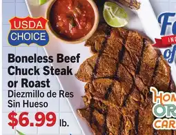 Vallarta Supermarkets Boneless Beef of Chuck Steak or Roast / Diezmillo de Res Sin Hueso offer