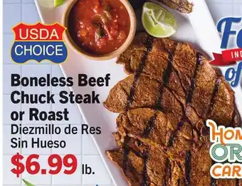 Vallarta Supermarkets Boneless Beef of Chuck Steak or Roast / Diezmillo de Res Sin Hueso offer