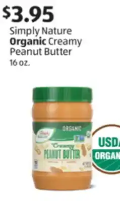 Aldi Simply Nature Organic Creamy Peanut Butter offer