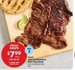 Aldi Fresh Thin-Cut Boneless Beef Flap Steak offer