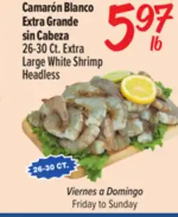 El Super Fresh 26-30 Ct. Extra Large White Shrimp Headless offer