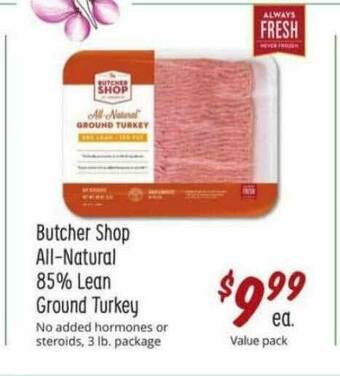 Sprouts Farmers Market Butcher Shop All-natural 85% Lean Ground Turkey offer