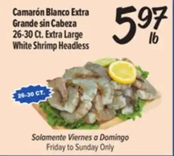 El Super 26-30 Ct. Extra Large White Shrimp Headless offer