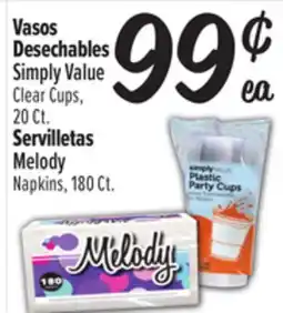 El Super Simply Value Clear Cups,20  Ct. Servilletas Melody Napkins, 180 Ct offer