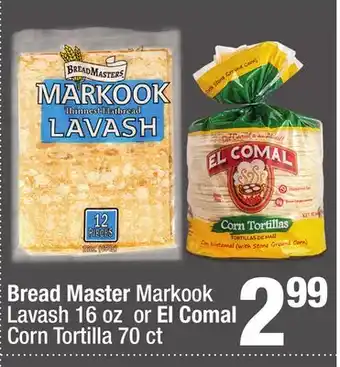 Super King Markets Bread Master Markook Lavash 16 oz or El Comal Corn Tortilla 70 ct offer