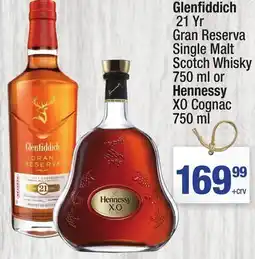 Super King Markets Glenfiddich 21 Yr Gran Reserva Single Malt Scotch Whisky ml or Hennessy XO Cognac ml offer