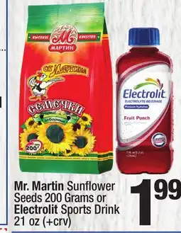 Super King Markets Mr. Martin Sunflower Seeds 200 Grams or Electrolit Sports Drink 21 oz offer