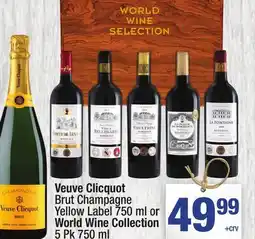 Super King Markets Veuve Clicquot Brut Champagne Yellow Label 750 ml or World Wine Collection 5 Pk 750 ml offer