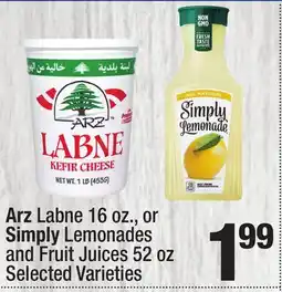 Super King Markets Arz Labne 16 oz., or Simply Lemonades and Fruit Juices 52 oz offer