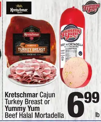 Super King Markets Kretschmar Cajun Turkey Breast or Yummy Yum Beef Halal Mortadella offer