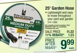 Menards 25' Garden Hose offer