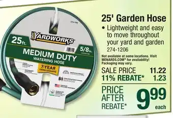 Menards 25' Garden Hose offer