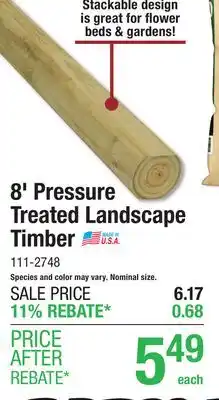 Menards 8' Pressure Treated Landscape Timber offer
