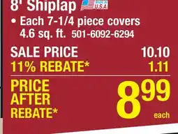 Menards 8' Shiplap offer