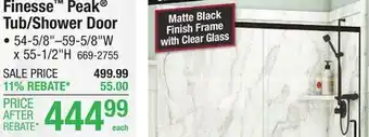 Menards Finesse Peak Tub/Shower Door offer