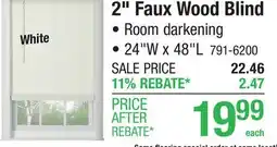 Menards 2 Faux Wood Blind offer