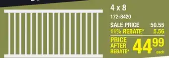 Menards Yardworks 4x8 White Closed Picket Vinyl Panel offer