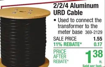 Menards 2/2/4 Aluminum URD Cable offer