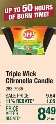 Menards Triple Wick Citronella Candle offer