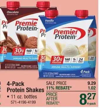 Menards 4-Pack Protein Shakes offer