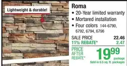 Menards Roma Manufactured Stone Veneer offer