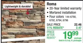 Menards Roma Manufactured Stone Veneer offer