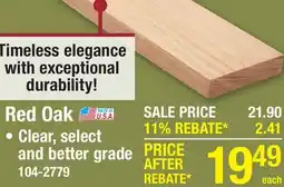 Menards Red Oak 1 x 4 x 8' HARDWOOD BOARD offer