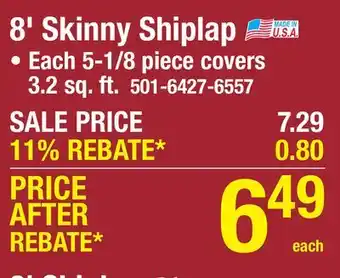 Menards 8' Skinny Shiplap offer