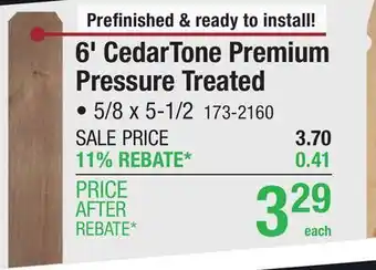 Menards 6' CedarTone Premium Pressure Treated offer