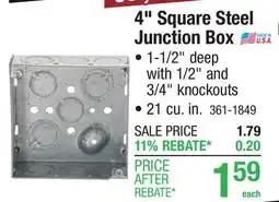 Menards 4 Square Steel Junction Box offer
